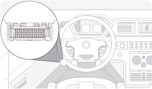 Installation step 1 illustration how to locate the vehicle’s engine diagnostic port found in driver’s area